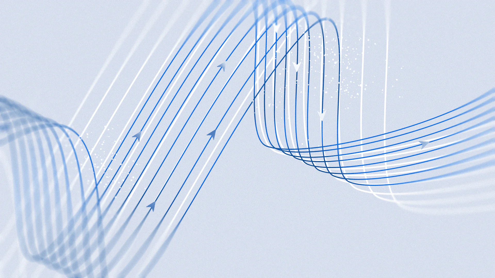 Layered blue paths and arrows curving across a light abstract field, the Muse Spark 1.3 announcement artwork